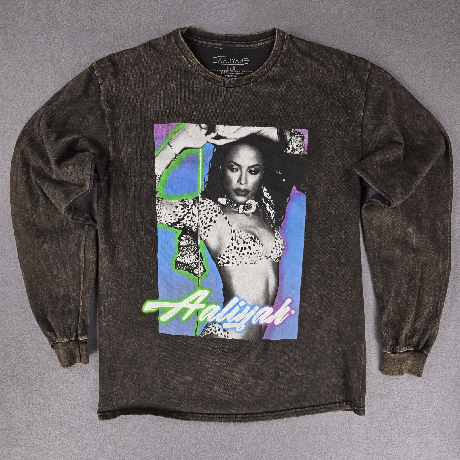 Aaliyah Shirt Women's Large Black Sweatshirt Pullover Hip Hop Concert Graphic